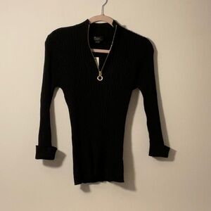 Belldini Black V-Neck Sweater Long Sleeve Knit